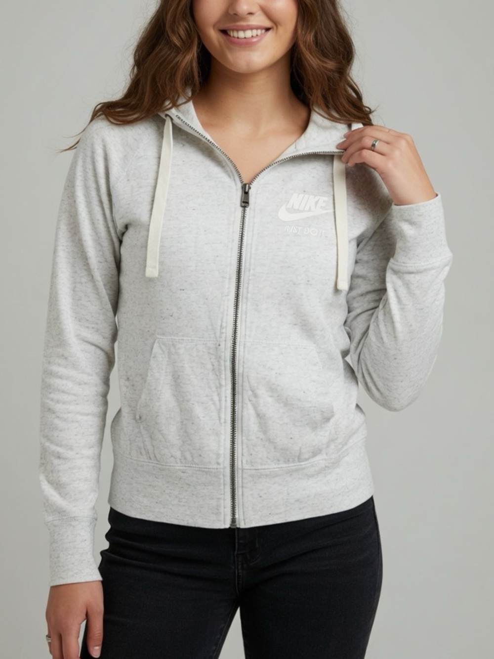 Nike Heather Gray organic cotton sportswear Full-Zip Hoodie small like new